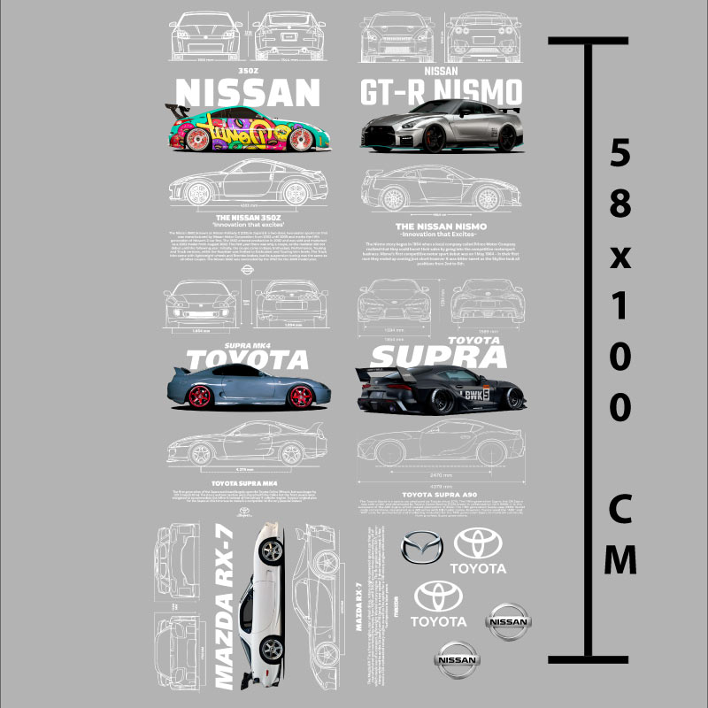PREVIEW Lienzo DTF Autos Japoneses - 58 x 100 CM imprimeideas