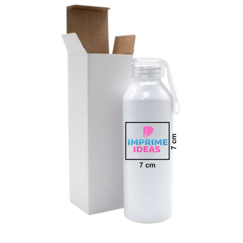 Botella personalizada de aluminio Blanca 7 x 7 cm - Imprime ideas