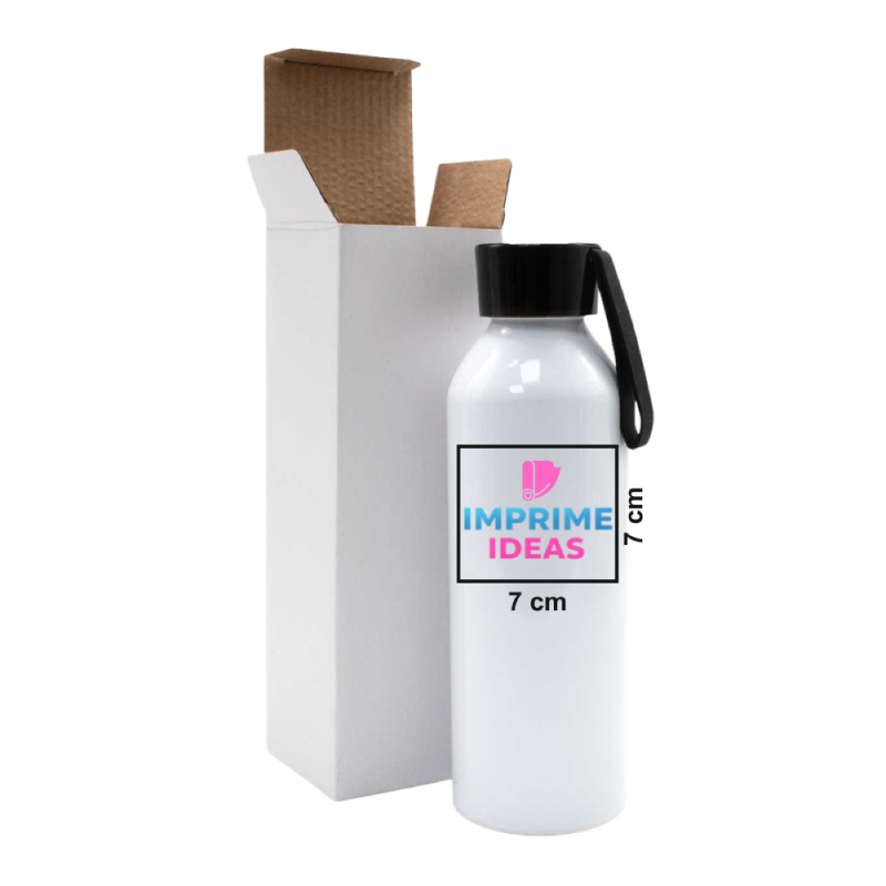 Botella personalizada de aluminio Negra 7 x 7 cm - Imprime ideas