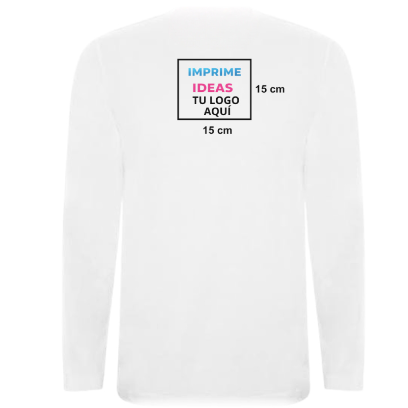 Polera estampada blanca manga larga 15 x 15 cm - Imprime ideas