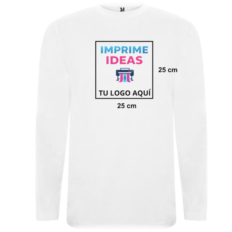 Polera estampada blanca manga larga 25 x 25 cm estampados - Imprime ideas