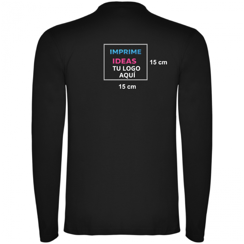 Polera estampada negra manga larga 15 x 15 cm - Imprime ideas