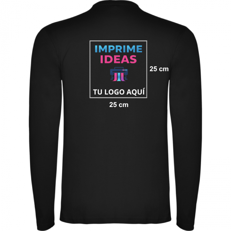 Polera estampada negra manga larga 25 x 25 cm estampados - Imprime ideas
