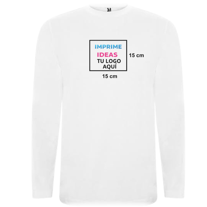 Polera personalizada blanca manga larga 15 x 15 cm - Imprime ideas