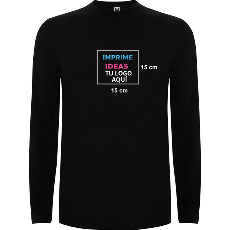 Polera personalizada negra manga larga 15 x 15 cm - Imprime ideas