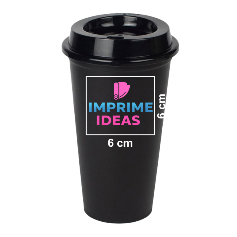 Vaso personalizado logo 6 x 6 cm Negro - Imprimeideas