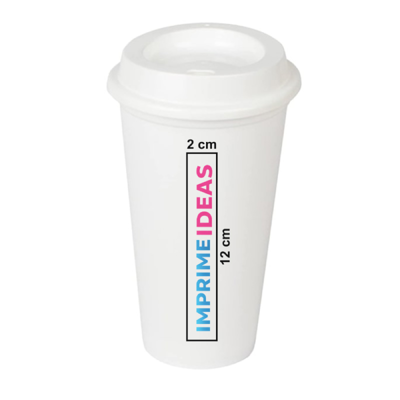 Vasos plástico duro personalizado Blanco Logo 2 x 12 cm