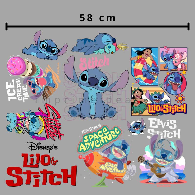 Lienzo DTF textil Lilo y Stitch 58 cm Medio Metro Imprime ideas Tienda Stampaideas