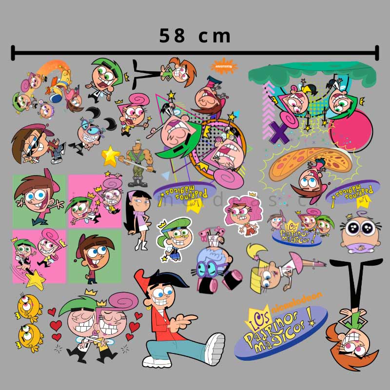 Lienzo Padrinos Mágicos 58 cm Medio Metro Imprime ideas Tienda Stampaideas