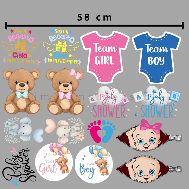 Lienzo DTF textil Baby Shower 58 cm Medio Metro Imprime ideas Tienda Stampaideas